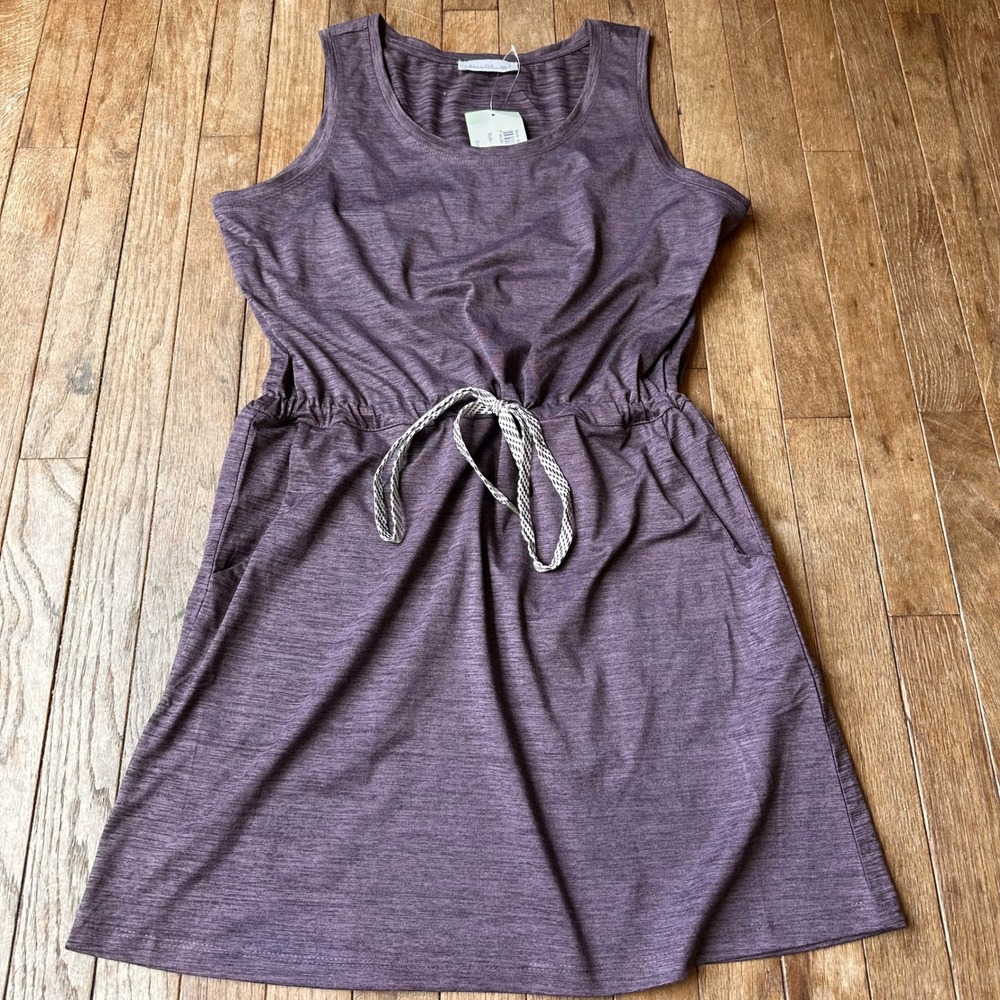 Travel Tank Dress Womens Large Drawstring Waist Sleeveless Purple Modern Casual
